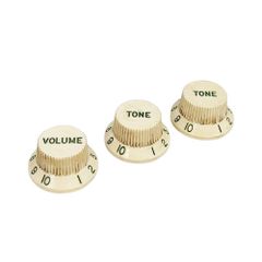 YJB PARTS ストラトノブセット 1V2T インチミリ兼用 レリックヴィンテージミントアイボリー Dark Green Letters