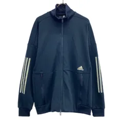 adidas アディダス ロゴプリント トレーニング ジップジャケット L ネイビー ジャージ メンズ 古着