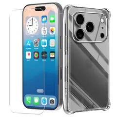 新品 Tzciz 対応 iPhone17 Pro ガラスフィルム + ケース 日本旭硝子製 17pro フィルム 強化ガラス レンズフィルム 硬度9H 飛散防止 高透過率 アイフォン17 プロ カバー 柔軟 TPU 全透明 散熱加工 黄変しにくい 【全面保護カ