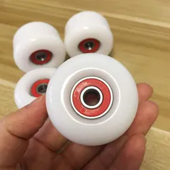 個 50 ミリメートル X スポーツスケートボードホイールキット-4 35 ミリメートル 83A ウィール ホワイトソフトクルーザーホイール 8 個高速高精度 ABEC-9 スケートボード ボールベアリング 4 個のスペーサー
