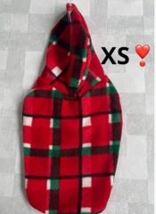 ⭐️犬用チェックフードパーカー⭐️XS❣️寒さ対策小さめ犬服おしゃれ暖かい