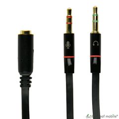 3.5mm オーディオ 変換 ケーブル 4極メス-3極オスx2 スマホ イヤホン マイク ヘッドセット パソコン コネクタ 音声 仕事
