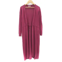 ムルーア MURUA カーディガン ロング丈 前開き リボン F パープル 紫 /YM23