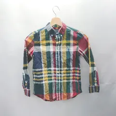 ◇ ⊂Φ POLO RALPH LAUREN キッズ 子供服 チェック柄 長袖 シャツ サイズ7 レッド イエロー系 男の子 E  【1501230043649】