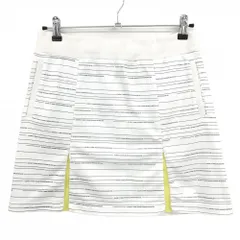 ニューバランスゴルフ スカート 白×黒×イエロー ボーダー調 一部メッシュ  レディース 2(L) ゴルフウェア New Balance