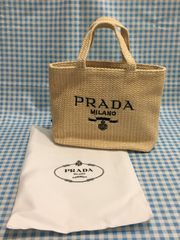 PRADA プラダ トートバッグ かごバッグ 草編み ラフィア マルチカラー ベージュ