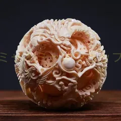 海象牙製 龍虎彫刻 円筒容器 彫刻工芸 183g