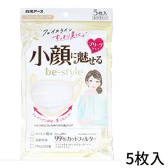 【送料無料】【新品】ビースタイル 小顔マスク 不織布 小さめ 白 プレミアムホワイト ふつうサイズ  5枚入