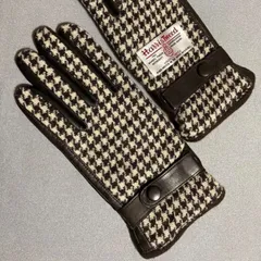 新品 男女兼用 メンズ レディース ハリスツイード　手袋　22㎝　茶色　千鳥格子　Harris Tweed 羊革　ウール