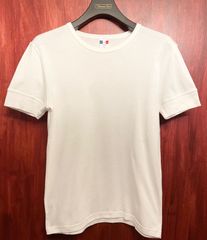 MADE IN FRANCE製 BANDOL RIB COTTON MILITARY CREW TEE クルーネックTシャツ ホワイト T/1サイズ