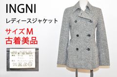 【古着 美品】INGNI イング ピーコート ジャケット ウール ダブル 日本製 ミドル丈 長袖 レディース グレー Mサイズ　TB1120