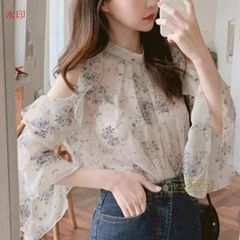 ブラウス シフォン シャツ tシャツ トップス 花柄 レディース シフォンブラウス プルオーバー ベアトップ 花柄 おしゃれ 夏 夏服 20代 30代 40代 可愛い 大きいサイズ 海 ビーチ