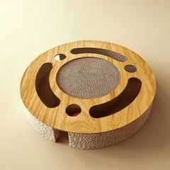 猫の爪とぎ ボード 段ボール スクラッチボード【丸型】約幅33×奥行33×高さ5.4cm 玉ころがし ボール遊び