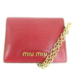ミュウミュウ miumiu パスケース カードケース 定期入れ チェーンショルダー レザー レッド 赤 5MC320 MADRAS /YM5のサムネイル