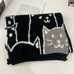 ネコ柄 マフラー レディース 大判 黒 グレー ふわふわ 暖かい 秋冬 新作 おしゃれ 可愛い 韓国ファッション 通勤 通学 ギフト プレゼント シンプル 大人可愛い 動物柄 猫 アニマル 防寒 ストール 柔らか 肌触り 上品 トレンド