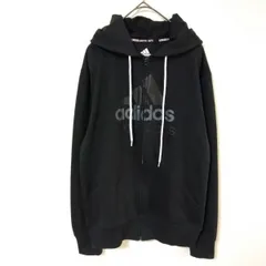 アディダス　スウェット　フーディー　メンズM　黒色　フルジップアップ　フード