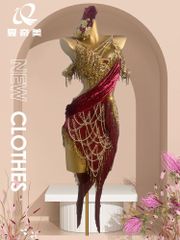 新品未使用 ラテン ドレス 豪華オーダーメイド ラテンドレス 競技用ダンス衣装 スパンコール付き ステージ衣装 セクシー高級デザイン チャチャ サンバ ルンバ用  撮影会 イベント用 ダンス発表会 ハロウィン