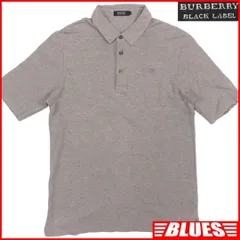 バーバリーブラックレーベル ポロシャツ M グレー 刺繍 チェック TY3128