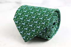 サルヴァトーレフェラガモ ブランド ネクタイ シルク 動物柄 馬 小紋柄 総柄 PO メンズ グリーン Salvatore Ferragamo 【中古】