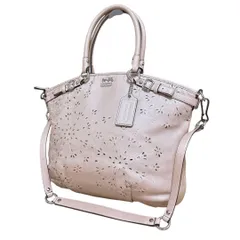 美品 COACH コーチ 2way トートバッグ ショルダーバッグ カットワーク レザー マディソン トスド レース リンジー F19624 A4サイズ対応