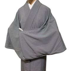R-1289 　着物　単衣　小紋　裄65センチ　絹　レディース　一部しつけ糸付き
