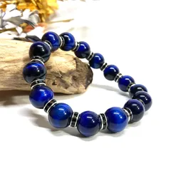 ブルータイガーアイ パワーストーン ブレスレット 12mm (ブラック) メンズ・レディース 男性・女性  数珠 虎目石 金運  □