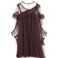 ZARA ザラ 長袖 シースルー キャミワンピース S ブラウン レディース 古着