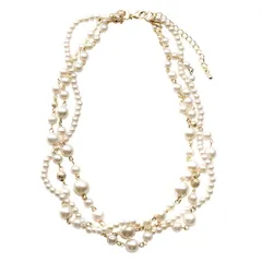 【ゴールド×ワンサイズ】[Cream dot. クリームドット公式] ネックレス レディース  ショート シンプル チェーン パール 3連 ツイスト 編み込み ねじり 結婚式 お呼ばれ パーティー 二次会 大人 上品 エレガント  