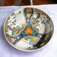 伊万里焼 色絵 草花紋様 八角 七寸深鉢 /骨董/時代物