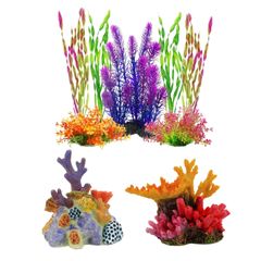 人工水草 アクアリウム オブジェ 水槽 水草 人工 レイアウト サンゴ 珊瑚 飾り 金魚 メダカ 熱帯魚 9点 セット 水槽セット 人口水草 水槽用 水槽飾り 内装 観賞魚 隠れ家 アクセサリー 置物 水族館 装飾品 オーナメント 樹脂 おしゃれ 魚 人工珊瑚