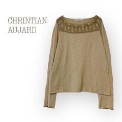 CHRISTIANAUJARD クリスチャンオジャール【M】 長袖カットソー　カシミア　羊毛　編み　刺繍 ノームコア　シンプル a484