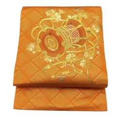 名古屋帯/美品/西陣/オレンジ/仕立上がり/11165