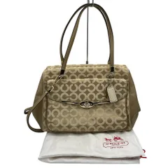 COACH コーチ マディソン オプアート サッチェル ２way ハンドバッグ キャンバス レザー ベージュ ゴールド 肩掛け