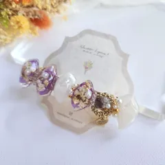 【パープル】大人綺麗め フラワー お花いっぱい レジン 鉱石ロングバレッタ ♡ ヘアアクセサリー 結婚式 プレゼント 上品 髪飾り 髪留め お呼ばれ 夏祭り イベント 浴衣 着物 花火大会