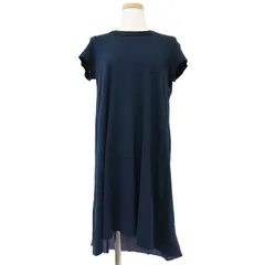 美品 sacai luck サカイラック ワンピース ネイビー 紺 サイズ:2(M) コンビ フレア Tシャツ ワンピース 半袖 カットソー 異素材 切替 コットン 日本製 トップス【レディース】のサムネイル