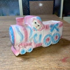 ヴィンテージ陶器1950年BABYトレインプランターピンクLos Angels