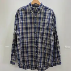 Eddie Bauer エディバウアー 90年代ヴィンテージ 長袖シャツ ボタンダウン コットンチェックシャツ フィリピン製 メンズ M 90’s ネイビー ベージュ