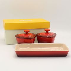 LECREUSET ル・クルーゼ オクタゴンプレート チェリーレッド 4種 新品