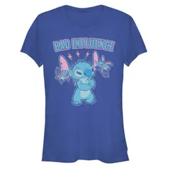 【送料無料】 ディズニー レディース Tシャツ トップス Disney's Lilo & Stitch Bad Influence Stitch Juniors' Graphic Tee Royal