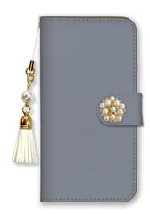 iPhone12 Pro Max ケース 手帳型 アイフォン12 プロマックス スマホケース パール デコ付き ストラップ付  くすみピンク ベージュ グレー 無地 可愛い 大人女子 かわいい おしゃれ カラー10