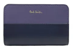 未使用 ポールスミス コインケース 兼用 キーケース バイカラー パープル ネイビー BPW161 小銭入れ レザー 本革 牛革 Paul Smith 4連キーケース レディース