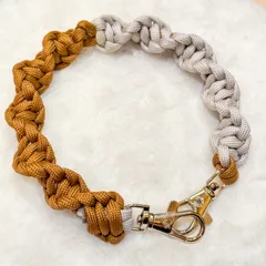 パラコード ハンドストラップ スマホストラップ カメラストラップ ハンドメイド グレー×ブラウン