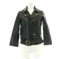 ビューティフルピープル beautiful people ライダースジャケット レザー 革ジャン ダブル ジップアップ シープスキン ベルト 130 XS~S 黒 ブラック /NW20