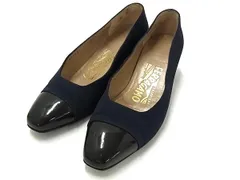 Salvatore Ferragamo フェラガモ スエード✕レザー ヒール パンプス  表記サイズ5 1/2 (約23cm) シューズ 靴 ブラック系 DI8282