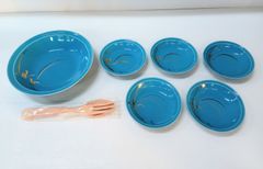 トルコ釉　金銀彩　手描き蘭　食器セット【中古品】