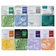 MEDIHEAL 3ミニッツマスク 各7枚入 全8種セット スキンケア ティーツリー マデカサイド ミルクブライト ビタ レチノール ヒアルロン ナイアシン 肌ケア シートパック 毛穴改善 肌改善 保湿 シートマスク 集中ケア メディヒール 送料無料
