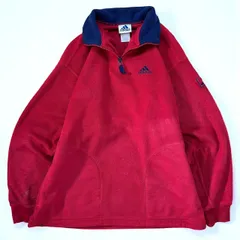 90年代 adidas アディダス ハーフジップフリースジャケット 刺繍 レッド メンズ L相当 古着 ヴィンテージ