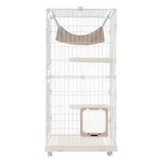 猫 掃除しやすいトレーケージ キャットケージ 2段 多頭飼い 引き出しトレー 自由組み合わせ 猫ドア キャットハウス ペット ゲージ 猫 ゲージ 大型 キャスター付き ハンモックネコ ハウス 留守番 保護 脱走防止 ペットケージ ホワイト