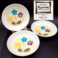 MZ680) Noritake Folkstone HAPPY TIME パスタボウル 3点 現状品