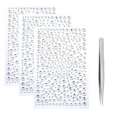 【特価セール】ハンドメイド 手芸用品 アクセサリーパーツ 多種多様 DIY用 携帯電話飾り用 デコパーツ ダイヤモンド 自己粘着性 円形 白色 ジュエリーシール 4枚セット ラインストーンステッカー